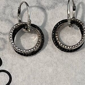 MIADORA LOVED AUTHENTIC STERLING SILVER NATURAL WHITE DIAMOND DANGLING EARRINGS